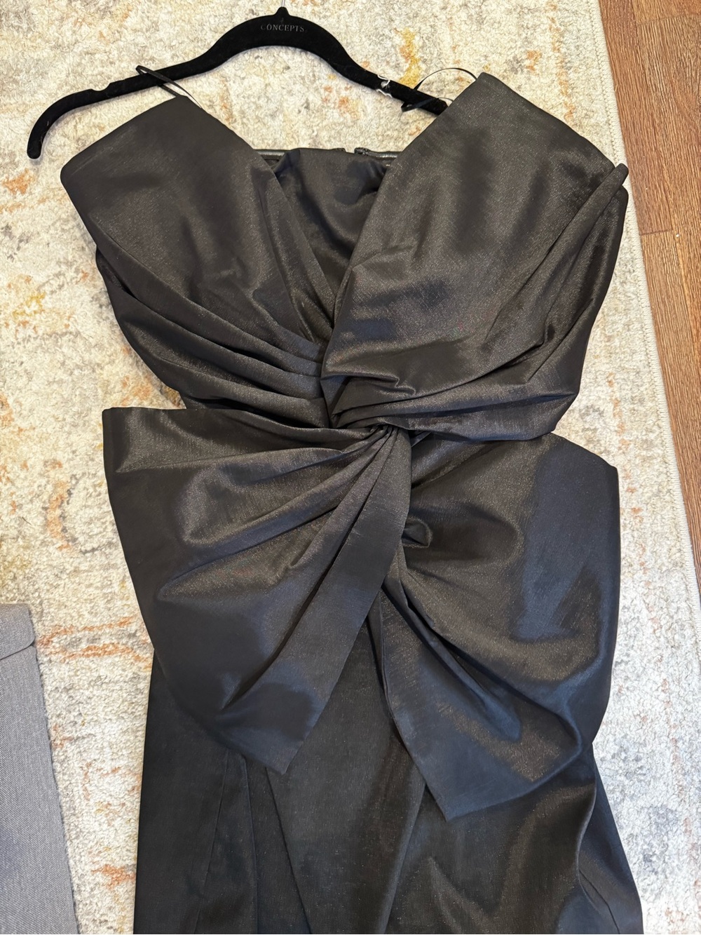 Milly Black Strapless Twist-Front Cocktail Dress